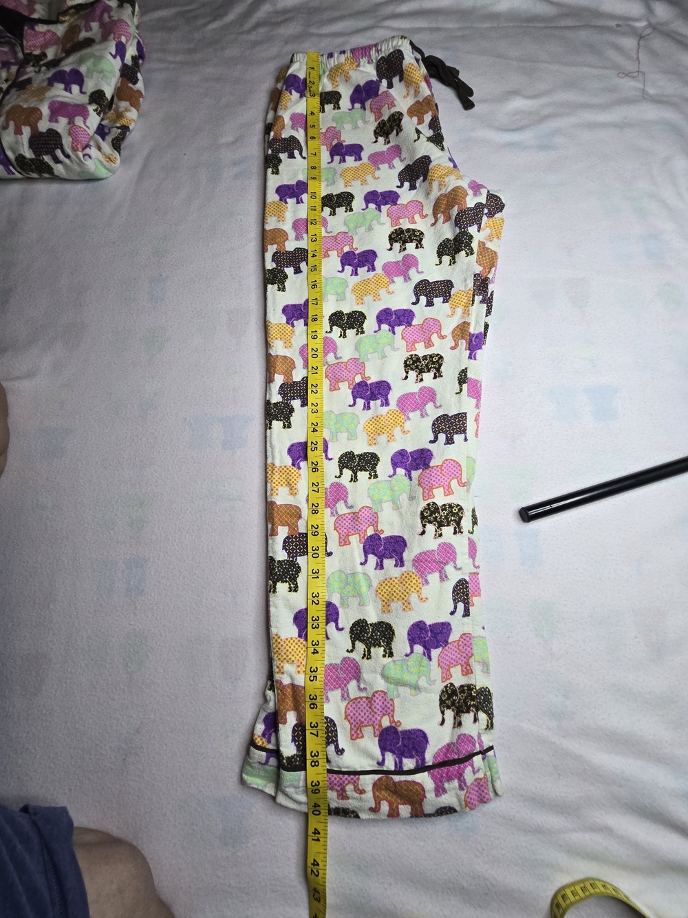 P.J. Salvage Cream Pajama Set with Purple, Brown & Green Elephant Print - Picture 7 of 8